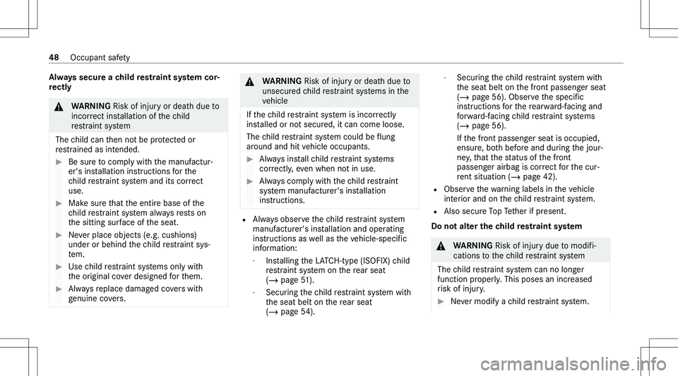 MERCEDES-BENZ GLA 2021 Service Manual �A�l�w�a�y�s��s�e�c�u�r�e��a��c�h�i�l�d��r�e�s�t�r�a�i�n�t��s�y�s�t�e�m��c�o�r