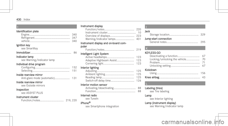 MERCEDES-BENZ GLA 2022  Owners Manual II
Identi/cation Identi/cation
plate plat
e
Eng ine.. .................................................3 40
Re frig er ant .............................................3 47
ve hicle ................
