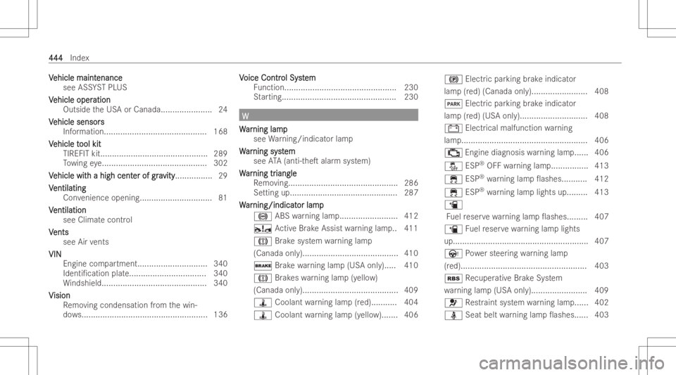 MERCEDES-BENZ GLA 2022  Owners Manual VV
ehicle maint ehicle
maintenance enance
see ASSYSTPL US
V V
ehi cle ope r ehi
cle ope rati on ati
on
Outs idetheUS Aor Canada ......................24
V V
ehicle sensor s ehicle
sensor s
Inf ormatio