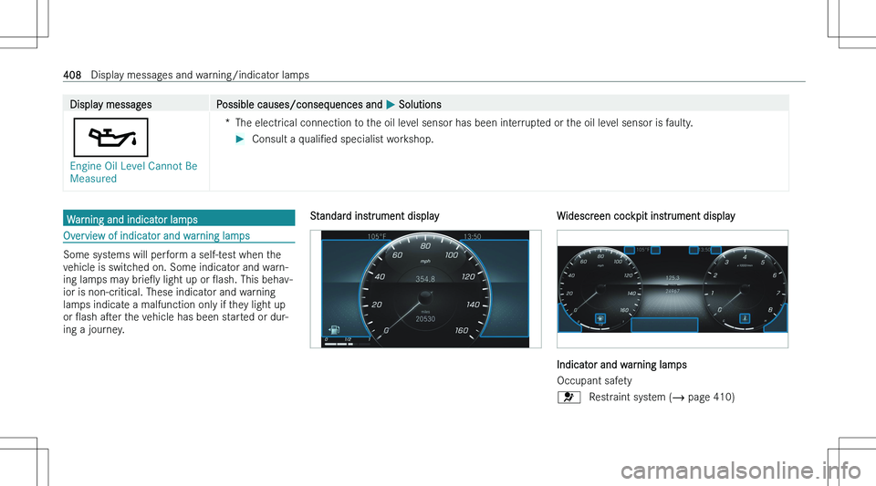 MERCEDES-BENZ GLA 2023  Owners Manual �D�i�s�p�l�a�y� �m�e�s�s�a�g�e�s�P�o�s�s�i�b�l�e� �c�a�u�s�e�s�/�c�o�n�s�e�q�u�e�n�c�e�s� �a�n�d� �P� �S�o�l�u�t�i�o�n�s
�