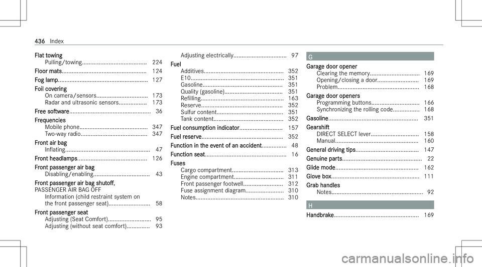 MERCEDES-BENZ GLA 2023  Owners Manual �F�l�a�t� �t�o�w�i�n�g�P�u�l�l�i�n�g�/�t�o�w�i�n�g�.�.�.�.�.�.�.�.�.�.�.�.�.�.�.�.�.�.�.�.�.�.�.�.�.�.�.�.�.�.�.�.�.�.�.�.�.�.�. �2�2�4
�F�l�o�o�r� �m�a�t�s �.�.�.�.�.�.�.�.�.�.�.�.�.�.�.�.�.�.�.�.�.�