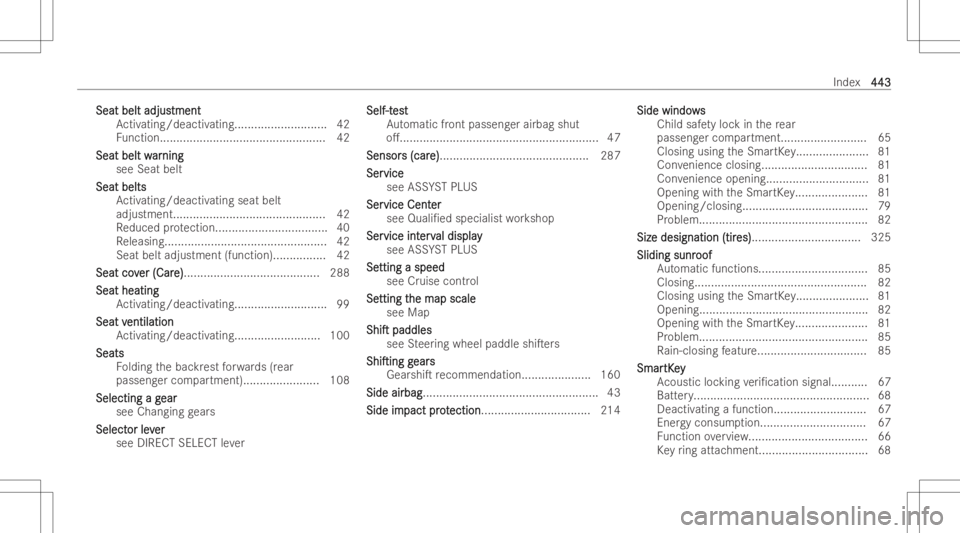 MERCEDES-BENZ GLB 2022  Owners Manual Sea
tbe ltad jus Sea
tbe ltad justm ent tme
nt
Ac tivating/dea ctivating <000F000F000F000F000F000F000F000F000F000F000F000F000F000F000F000F
000F000F000F000F000F000F000F000F000F000F000F000F> 42
Fu nctio