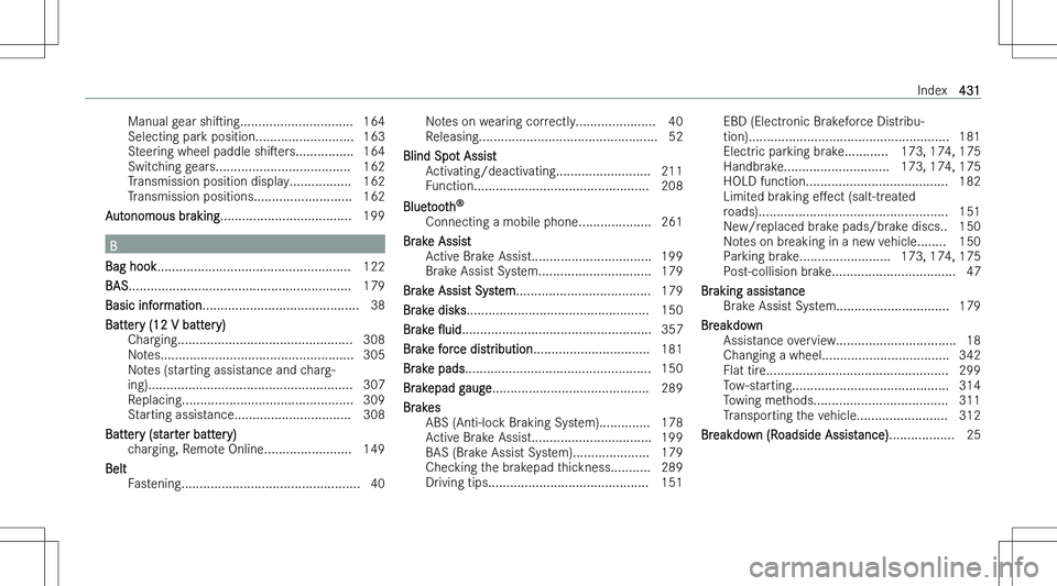 MERCEDES-BENZ GLB 2023  Owners Manual �M�a�n�u�a�l� �g�e�a�r� �s�h�is�i�n�g�.�.�.�.�.�.�.�.�.�.�.�.�.�.�.�.�.�.�.�.�.�.�.�.�.�.�.�.�.�.�. �1�6�4
�S�e�l�e�c�t�i�n�g� �p�a�r�k� �p�o�s�i�t�i�o�n�.�.�.�.�.�.�.�.�.�.�.�.�.�.�.�.�.�.�.�.�.�.�.