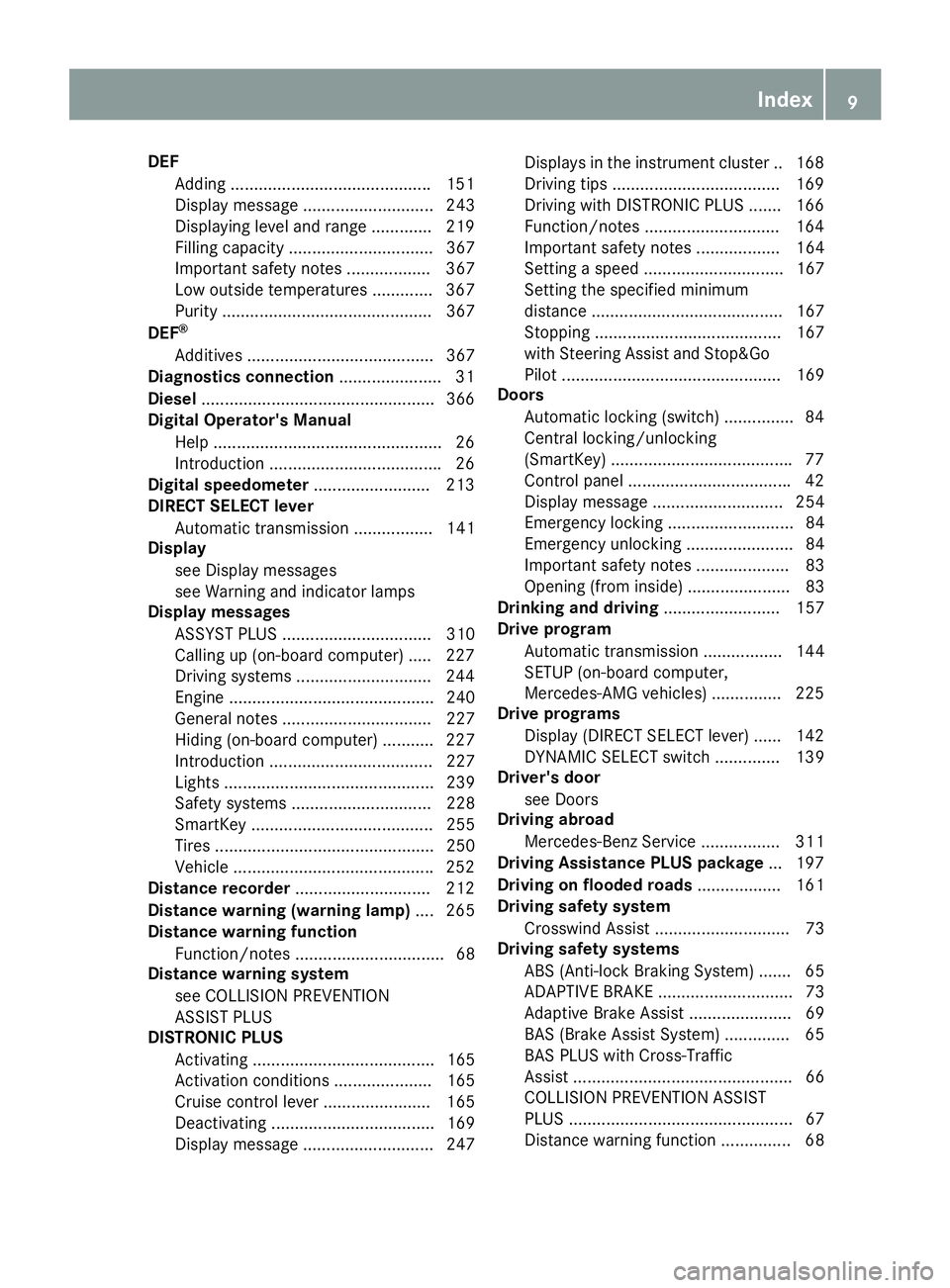 MERCEDES-BENZ GLC 2017 User Guide DEF
Addin g .......................................... .1 51
Display message ............................ 243
Displaying level and range ............. 219
Filling capacity ............................ MERCEDES-BENZ GLC 2017 User Guide DEF
Addin g .......................................... .1 51
Display message ............................ 243
Displaying level and range ............. 219
Filling capacity ............................