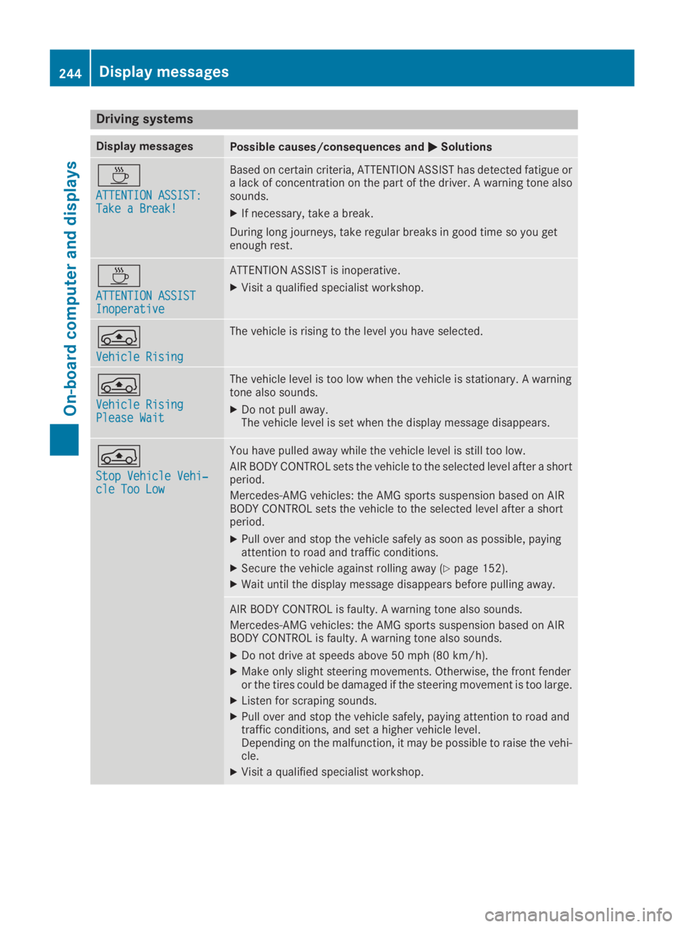 MERCEDES-BENZ GLC 2019  Owners Manual Driving systems
Display messagesPossible causes/consequences and�P�PSolutions
�