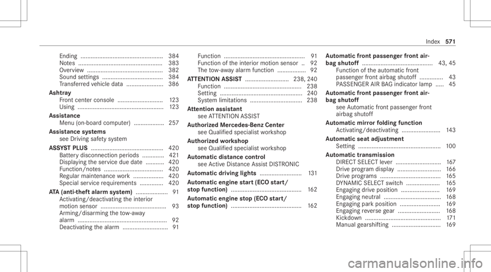 MERCEDES-BENZ GLC 2020  Owners Manual Endi
ng............ .....................................384
No tes .................................................. 383
Ov ervie w ......... ................................. ... 382
Sound settin g