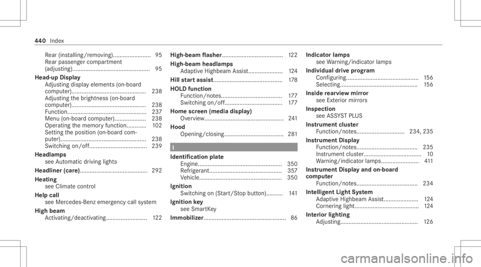 MERCEDES-BENZ GLC 2021 Owners Manual Re
ar (installin g/remo ving).......................9 5
Re ar passe nger com partment
(adj ustin g)...............................................9 5
Head-up Display
Ad jus ting disp lay el eme nts(on MERCEDES-BENZ GLC 2021 Owners Manual Re
ar (installin g/remo ving).......................9 5
Re ar passe nger com partment
(adj ustin g)...............................................9 5
Head-up Display
Ad jus ting disp lay el eme nts(on