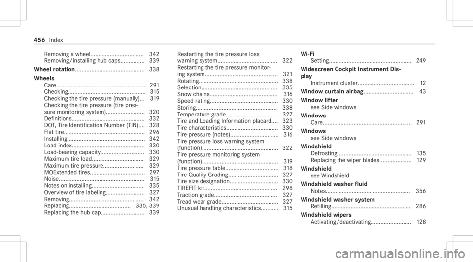 MERCEDES-BENZ GLC 2022  Owners Manual Re
mo ving awhee l.<0011001100110011001100110011001100110011001100110011001100110011
0011001100110011001100110011001100110011001100110011001100110011> 342
Re mo ving/ins talling hubcaps ..............