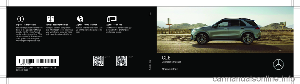 MERCEDES-BENZ GLE 2020  Owners Manual ��i�g�i�t�a�l��