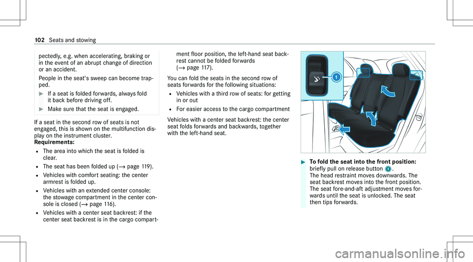 MERCEDES-BENZ GLE 2020  Owners Manual �p�e�c�t�e�d�l�y�,� �e�.�g�.� �w�h�e�n� �a�c�c�e�l�e�r�a�t�i�n�g�,� �b�r�a�k�i�n�g� �o�r
�i�n� �t�h�e� �e�v�e�n�t� �o�f� �a�n� �a�b�r�u�p�t� �c�h�a�n�g�e� �o�f� �d�i�r�e�c�t�i�o�n
�o�r� �a�n� �a�c�c�i