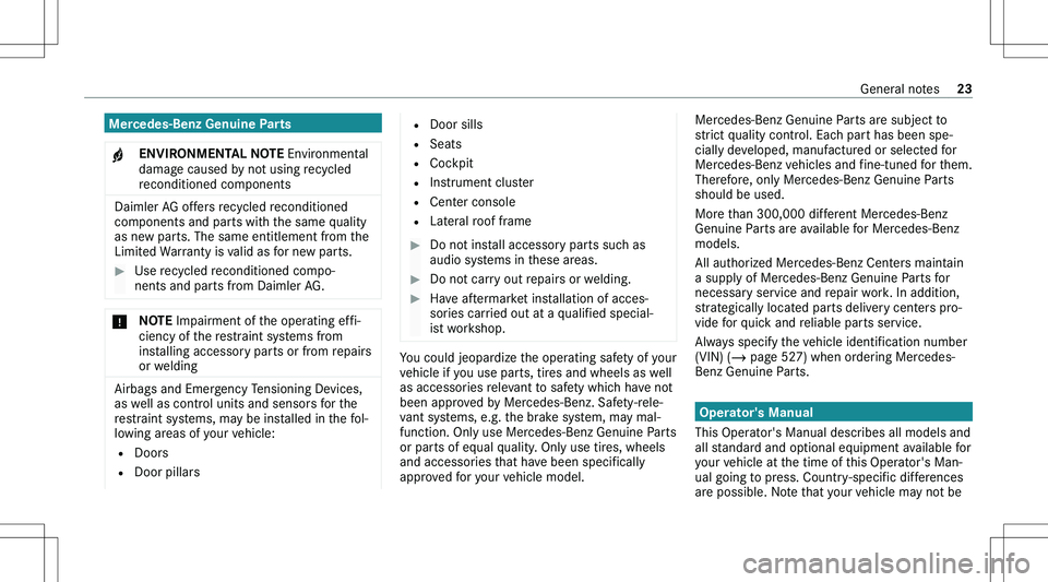 MERCEDES-BENZ GLE 2020 Owners Manual �M�e�r�c�e�d�e�s�-�B�e�n�z��G�e�n�u�i�n�e��P�a�r�t�s�+�E�N�V�I�R�O�N�M�E�N�T�A�L��N�O�T�E� �E�n�v�i�r�o�n�m�e�n�t�a�l
�d�a�m�a�g�e� �c�a�u�s�e�d� �b�y� �n�o�t� �u�s�i�n�g� �r�e�c�y�c�l�e�d
�r�e�c�o