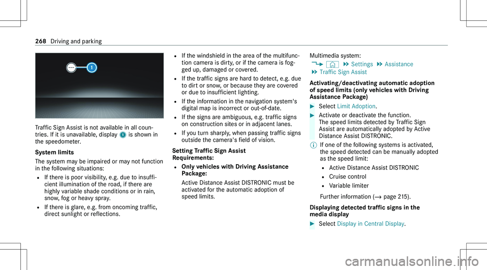 MERCEDES-BENZ GLE 2020  Owners Manual �T�r�a�f�f�i�c� �S�i�g�n� �A�s�s�i�s�t� �i�s� �n�o�t� �a�v�a�i�l�a�b�l�e� �i�n� �a�l�l� �c�o�u�n