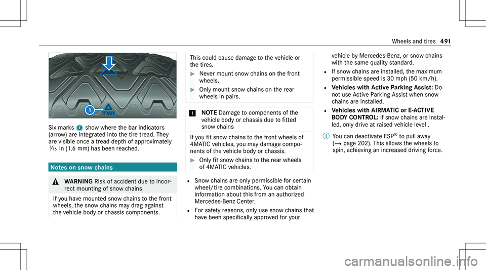 MERCEDES-BENZ GLE 2020  Owners Manual �S�i�x� �m�a�r�k�s� �1� �s�h�o�w� �w�h�e�r�e� �t�h�e� �b�a�r� �i�n�d�i�c�a�t�o�r�s
�(�a�r�r�o�w�)� �a�r�e� �i�n�t�e�g�r�a�t�e�d� �i�n�t�o� �t�h�e� �t�i�r�e� �t�r�e�a�d�.� �T�h�e�y �a�r�e� �v�i�s�i�b�l