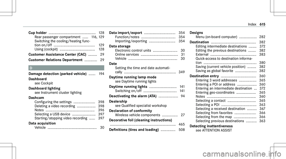 MERCEDES-BENZ GLE 2020  Owners Manual �C�u�p��h�o�l�d�e�r���.�.�.�.�.�.�.�.�.�.�.�.�.�.�.�.�.�.�.�.�.�.�.�.�.�.�.�.�.�.�.�.�.�.�.�.�.�.�.�.�.�.�.�.�.�.�.�. �1�2�8
�R�e�a�r� �p�a�s�s�e�n�g�e�r� �c�o�m�p�a�r�t�m�e�n�t� � �.�.�.�.�.�. �1�