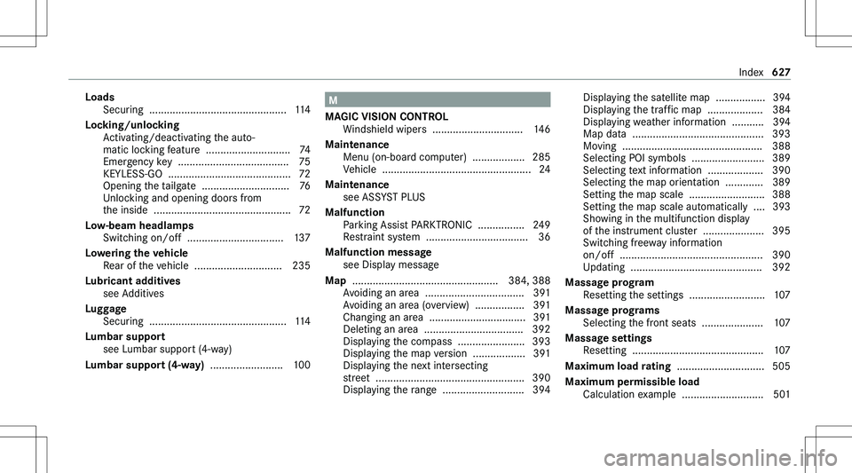 MERCEDES-BENZ GLE 2020  Owners Manual �L�o�a�d�s�S�e�c�u�r�i�n�g� � �.�.�.�.�.�.�.�.�.�.�.�.�.�.�.�.�.�.�.�.�.�.�.�.�.�.�.�.�.�.�.�.�.�.�.�.�.�.�.�.�.�.�.�.�.�.�. �1�1�4
�L�o�c�k�i�n�g�/�u�n�l�o�c�k�i�n�g �A�c�t�i�v�a�t�i�n�g�/�d�e�a�c�t�