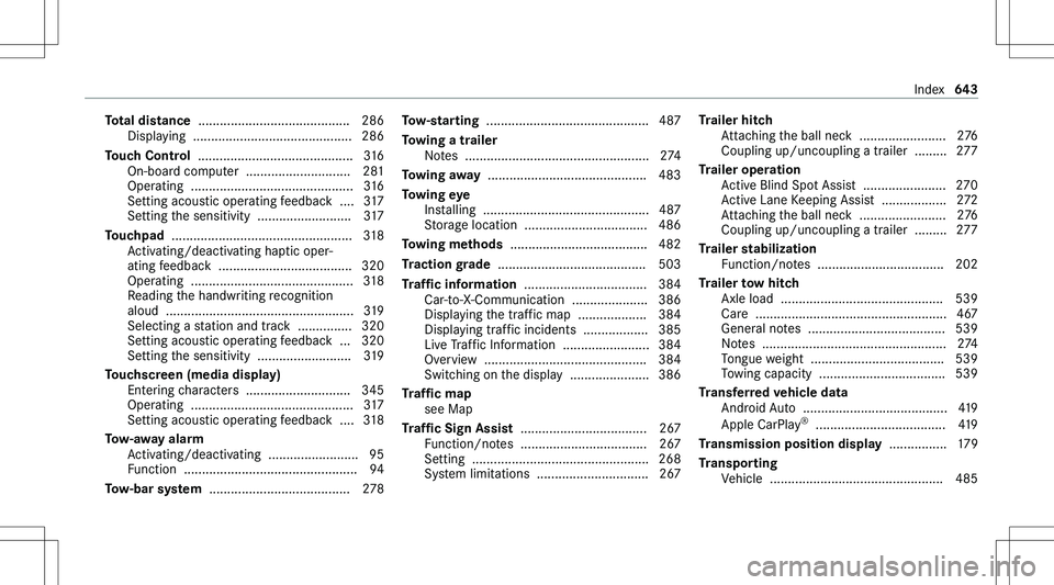 MERCEDES-BENZ GLE 2020  Owners Manual �T�o�t�a�l��d�i�s�t�a�n�c�e���.�.�.�.�.�.�.�.�.�.�.�.�.�.�.�.�.�.�.�.�.�.�.�.�.�.�.�.�.�.�.�.�.�.�.�.�.�.�.�.�.�. �2�8�6
�D�i�s�p�l�a�y�i�n�g� � �.�.�.�.�.�.�.�.�.�.�.�.�.�.�.�.�.�.�.�.�.�.�.�.�.�.