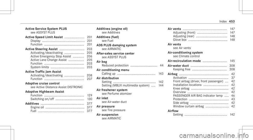 MERCEDES-BENZ GLE 2021  Owners Manual Ac
tiv eSe rvice System PLUS
see ASSYST PLUS
Ac tiv eSpe edLimit Assist <0011001100110011001100110011001100110011001100110011001100110011
0011001100110011001100110011> 201
Disp lay <001100110011001100