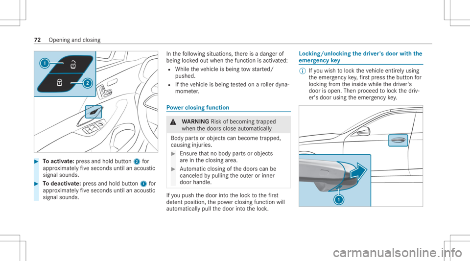 MERCEDES-BENZ GLE 2021 Manual PDF #
Toactiv ate: press and hold button2 for
appr oximat elyfive seconds untilanacous tic
signal sounds. #
Todeac tivate: press and holdbu tton 1 for
appr oximat elyfive seconds untilanacous tic
signal s MERCEDES-BENZ GLE 2021 Manual PDF #
Toactiv ate: press and hold button2 for
appr oximat elyfive seconds untilanacous tic
signal sounds. #
Todeac tivate: press and holdbu tton 1 for
appr oximat elyfive seconds untilanacous tic
signal s