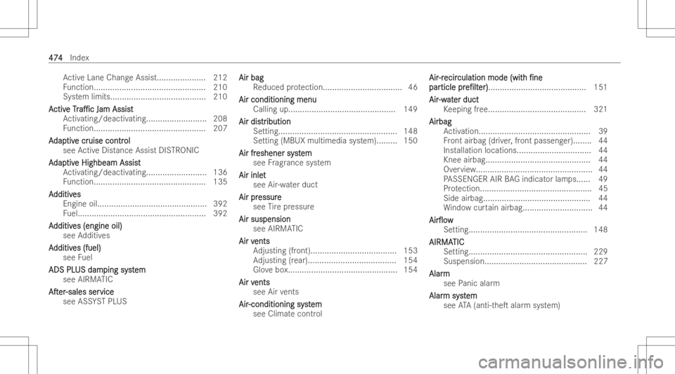 MERCEDES-BENZ GLE 2022  Owners Manual Ac
tiveLane ChangeAssi st<000F000F000F000F000F000F000F000F000F000F000F000F000F000F000F000F
000F000F000F000F000F> 212
Fu nctio n........... ..................................... 210
Sy stem limits.....