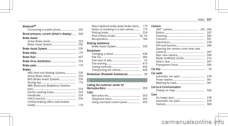 MERCEDES-BENZ GLE 2023  Owners Manual �B�l�u�e�t�o�o�t�h�n
�C�o�n�n�e�c�t�i�n�g� �a� �m�o�b�i�l�e� �p�h�o�n�e�.�.�.�.�.�.�.�.�.�.�.�.�.�.�.�.�.�.�.�. �3�5�2
�B�o�o�s�t� �p�r�e�s�s�u�r�e�,� �c�u�r�r�e�n�t� �(�d�r�i�v�e�r�\b�s� �d�i�s�p�l�a
