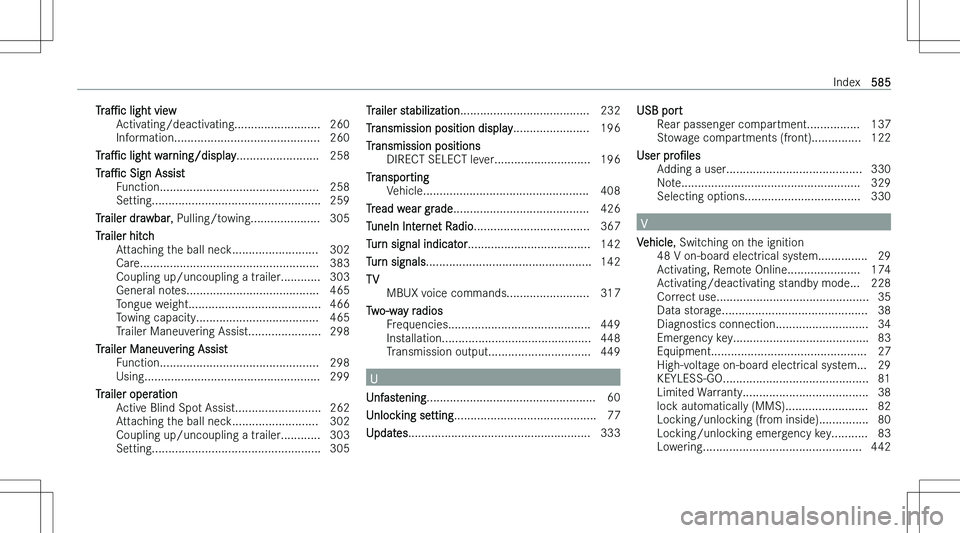 MERCEDES-BENZ GLE 2023  Owners Manual �T�r�a"P�c� �l�i�g�h�t� �v�i�e�w
�A�c�t�i�v�a�t�i�n�g�/�d�e�a�c�t�i�v�a�t�i�n�g�.�.�.�.�.�.�.�.�.�.�.�.�.�.�.�.�.�.�.�.�.�.�.�.�.�. �2�6�0
�I�n�f�o�r�m�a�t�i�o�n�.�.�.�.�.�.�.�.�.�.�.�.�.�.�.�.�.�
