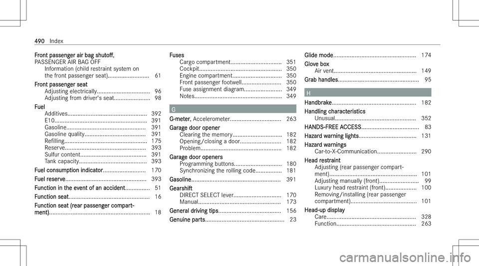 MERCEDES-BENZ GLE COUPE 2023  Owners Manual �F�r�o�n�t� �p�a�s�s�e�n�g�e�r� �a�i�r� �b�a�g� �s�h�u�t�o"M�,
�P�A�S�S�E�N�G�E�R� �A�I�R� �B�A�G� �O�F�F �I�n�f�o�r�m�a�t�i�o�n� �(�c�h�i�l�d� �r�e�s�t�r�a�i�n�t� �s�y�s�t�e�m� �o�n
�t�h�e� �f�r�