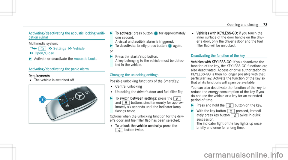 MERCEDES-BENZ GLE COUPE 2023 Manual PDF �A�c�t�i�v�a�t�i�n�g�/�d�e�a�c�t�i�v�a�t�i�n�g� �t�h�e� �a�c�o�u�s�t�i�c� �l�o�c�k�i�n�g� �v�e�r�i"N�-
�c�a�t�i�o�n � �s�i�g�n�a�l
�M�u�l�t�i�m�e�d�i�a� �s�y�s�t�e�m�:
�4 �©� �5
�S�e�t�t�i�n�g�s 