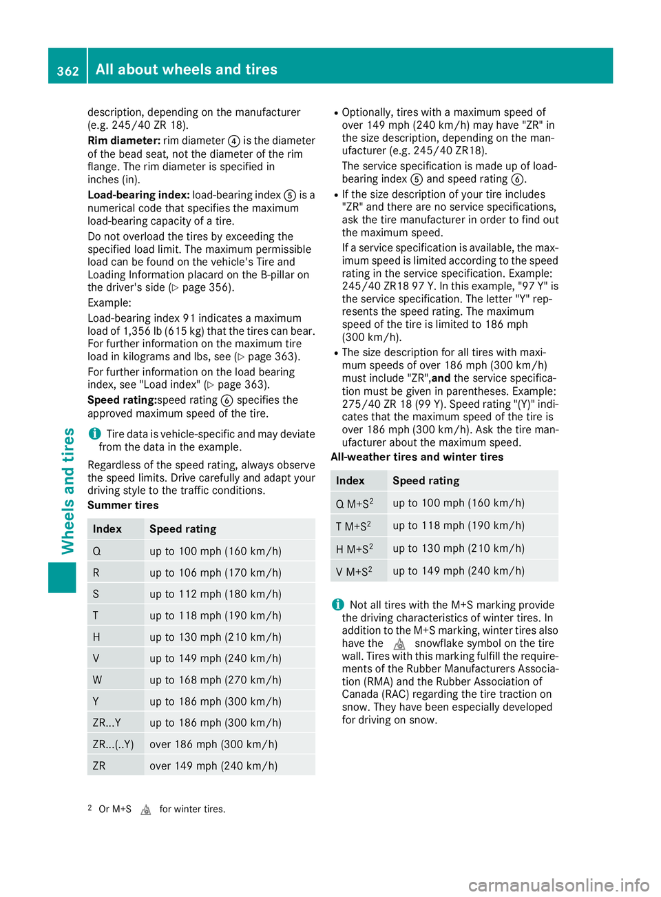 MERCEDES-BENZ GLS 2017  Owners Manual description, depending on the manufacturer
(e.g. 245/40 ZR 18).
Rim diameter: rim diameter �