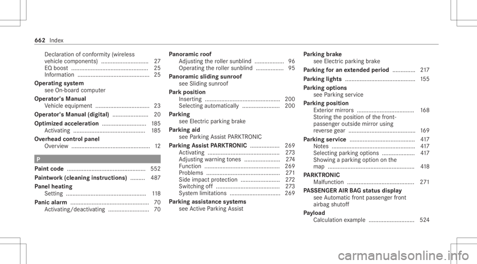 MERCEDES-BENZ GLS 2020  Owners Manual Decl
arati on ofconf ormity (wirel ess
ve hicle component s)........................ ..... 27
EQ boost............ ................................... 25
Inf orma tion............ ....................