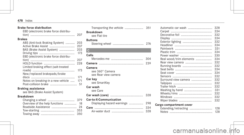 MERCEDES-BENZ GLS 2021 Owners Manual Br
ak efo rc edis tribut ion
EB D(elec tronic brak efo rc edis tribu‐
tion )..................................................... 207
Br ak es
ABS (Anti-loc kBr aking System) ........... 203
Ac tive MERCEDES-BENZ GLS 2021 Owners Manual Br
ak efo rc edis tribut ion
EB D(elec tronic brak efo rc edis tribu‐
tion )..................................................... 207
Br ak es
ABS (Anti-loc kBr aking System) ........... 203
Ac tive