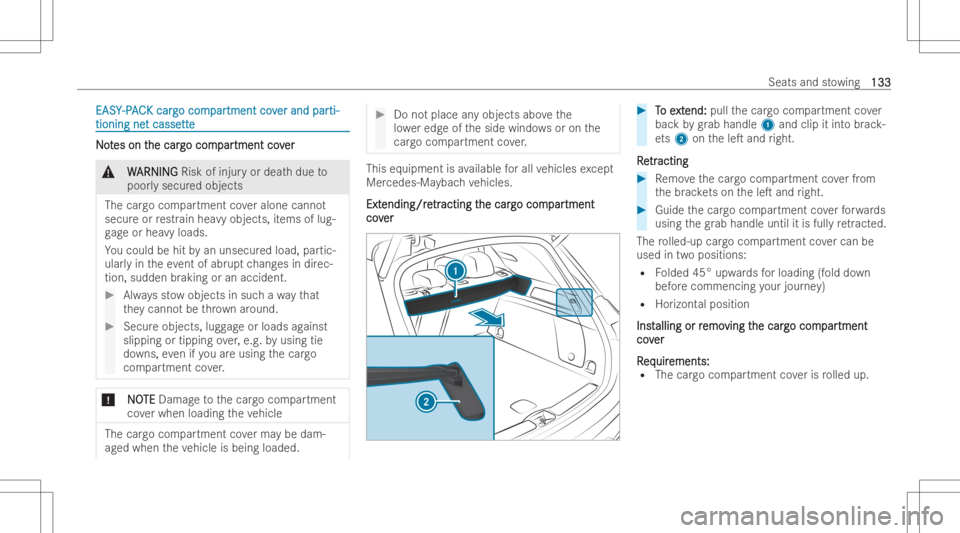 MERCEDES-BENZ GLS 2022  Owners Manual EAS
Y EAS
Y-P AC -P
AC Kca r K
ca rgo com go
compa r pa
rtme ntcov tme
ntcover and par er
and parti- ti-
tio ning ne tio
ning netca sse t
ca ssett e tt
e NNo o
t t
es on t es
on the car he
cargo com g