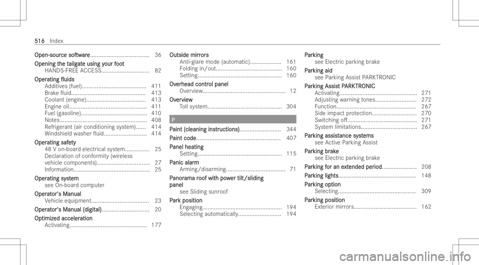 MERCEDES-BENZ GLS 2022  Owners Manual Open-sou
r Open-sou
rce ce
soTw soTw
are ar
e... ................................. 36
Openin gt Openin
gthe t he
tailg ailg
at at
eusing y e
using your f our
foo t oo
t
HANDS -FREEACCESS........... 