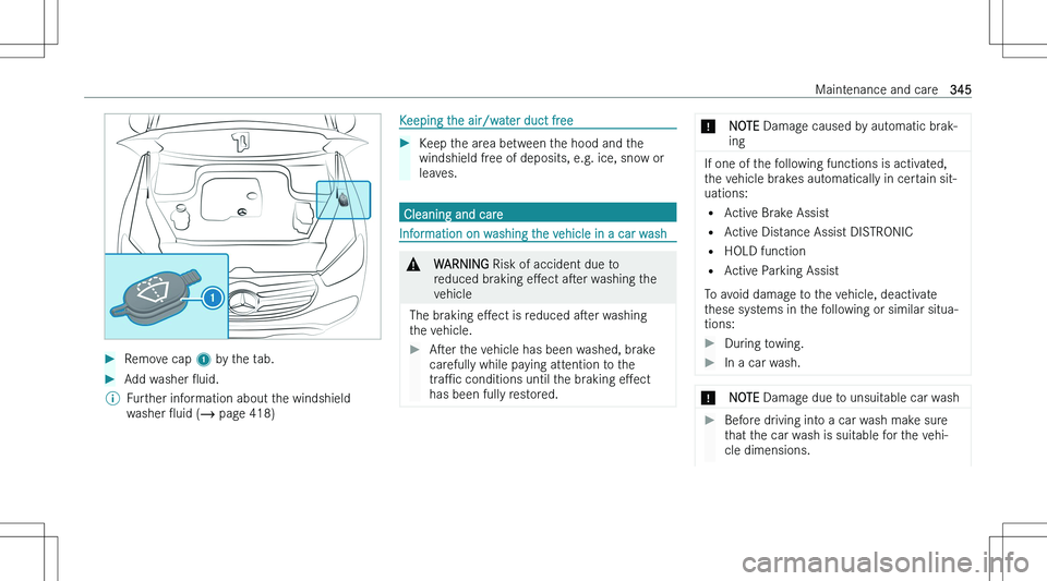 MERCEDES-BENZ GLS 2023  Owners Manual ��R�e�m�o�v�e� �c�a�p� �1� �b�y� �t�h�e� �t�a�b�.��A�d�d� �w�a�s�h�e�r�  O�u�i�d�.�\b�F�u�r�t�h�e�r� �i�n�f�o�r�m�a�t�i�o�n� �a�b�o�u�t� �t�h�e� �w�i�n�d�s�h�i�e�l�d
�w�a�s�h�e�r�  O�u�i�d� �(� �