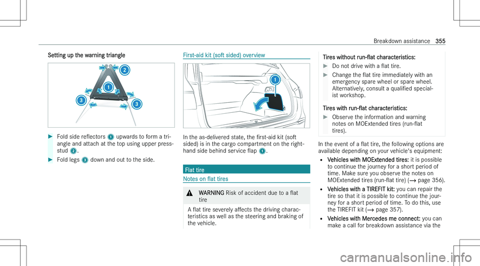 MERCEDES-BENZ GLS 2023  Owners Manual �S�e�t�t�i�n�g� �u�p� �t�h�e� �w�a�r�n�i�n�g� �t�r�i�a�n�g�l�e��F�o�l�d� �s�i�d�e� �r�eO�e�c�t�o�r�s� �1 � �u�p�w�a�r�d�s� �t�o� �f�o�r�m� �a� �t�r�i�-
�a�n�g�l�e� �a�n�d� �a�t�t�a�c�h� �a�t� �t�h�e