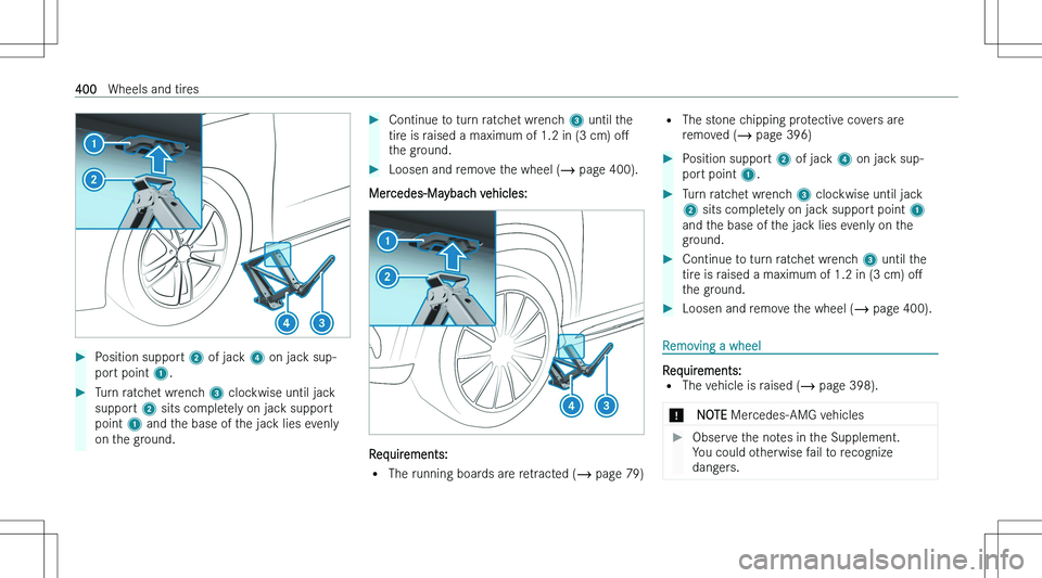 MERCEDES-BENZ GLS 2023  Owners Manual ��P�o�s�i�t�i�o�n� �s�u�p�p�o�r�t� �2� �o�f� �j�a�c�k�  �4� �o�n� �j�a�c�k� �s�u�p�-
�p�o�r�t� �p�o�i�n�t�  �1�.��T�u�r�n� �r�a�t�c�h�e�t� �w�r�e�n�c�h�  �3� �c�l�o�c�k�w�i�s�e� �u�n�t�i�l� �j�a�c�k