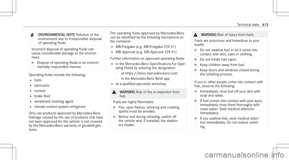 MERCEDES-BENZ GLS 2023  Owners Manual �+�E�N�V�I�R�O�N�M�E�N�T�A�L� �N�O�T�E� �P�o�l�l�u�t�i�o�n� �o�f� �t�h�e
�e�n�v�i�r�o�n�m�e�n�t� �d�u�e� �t�o� �i�r�r�e�s�p�o�n�s�i�b�l�e� �d�i�s�p�o�s�a�l
�o�f� �o�p�e�r�a�t�i�n�g�  O�u�i�d�s
�I�n�c