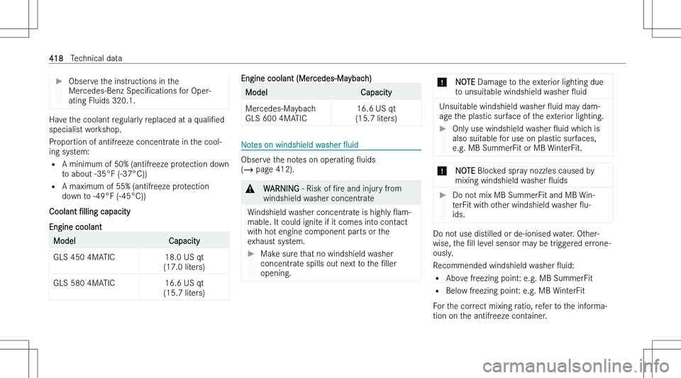 MERCEDES-BENZ GLS 2023  Owners Manual ��O�b�s�e�r�v�e� �t�h�e� �i�n�s�t�r�u�c�t�i�o�n�s� �i�n� �t�h�e�M�e�r�c�e�d�e�s�-�B�e�n�z�  �S�p�e�c�iN�c�a�t�i�o�n�s� �f�o�r� �O�p�e�r�-
�a�t�i�n�g� �F�l�u�i�d�s� �3�2�0�.�1�.
�H�a�v�e� �t�h�e� �c�