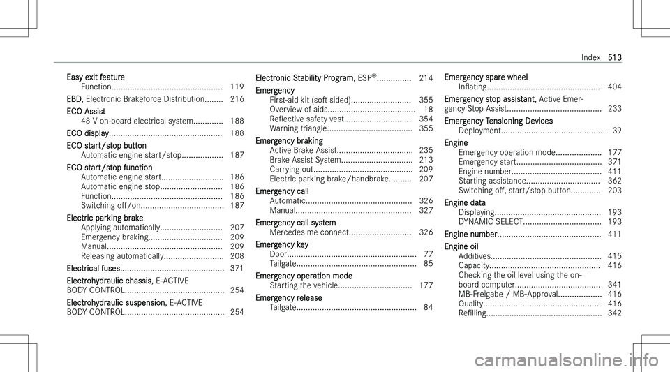 MERCEDES-BENZ GLS 2023  Owners Manual �E�a�s�y� �e�x�i�t� �f�e�a�t�u�r�e�F�u�n�c�t�i�o�n�.�.�.�.�.�.�.�.�.�.�.�.�.�.�.�.�.�.�.�.�.�.�.�.�.�.�.�.�.�.�.�.�.�.�.�.�.�.�.�.�.�.�.�.�.�.�.�. �1�1�9
�E�B�D �,� �E�l�e�c�t�r�o�n�i�c� �B�r�a�k�e�f�