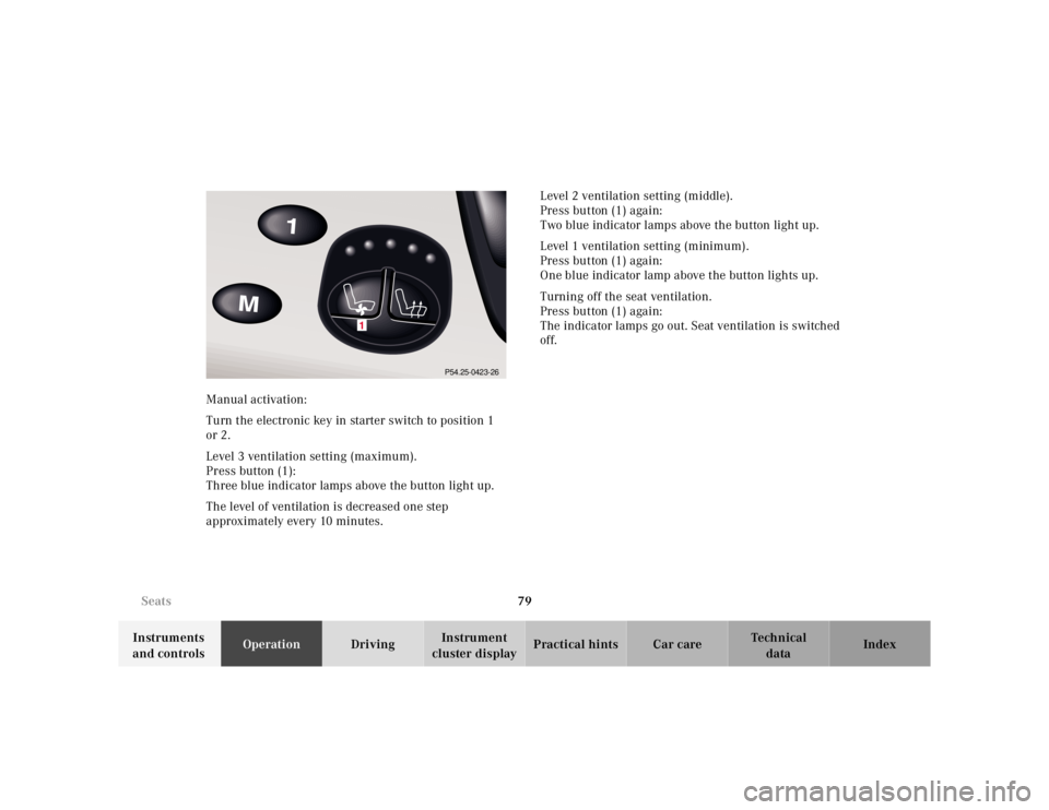 MERCEDES-BENZ S CLASS 2000 Manual Online 79 Seats
Te ch n ica l
data Instruments
and controlsOperationDrivingInstrument
cluster displayPractical hints Car care Index Manual activation:
Turn the electronic key in starter switch to position MERCEDES-BENZ S CLASS 2000 Manual Online 79 Seats
Te ch n ica l
data Instruments
and controlsOperationDrivingInstrument
cluster displayPractical hints Car care Index Manual activation:
Turn the electronic key in starter switch to position