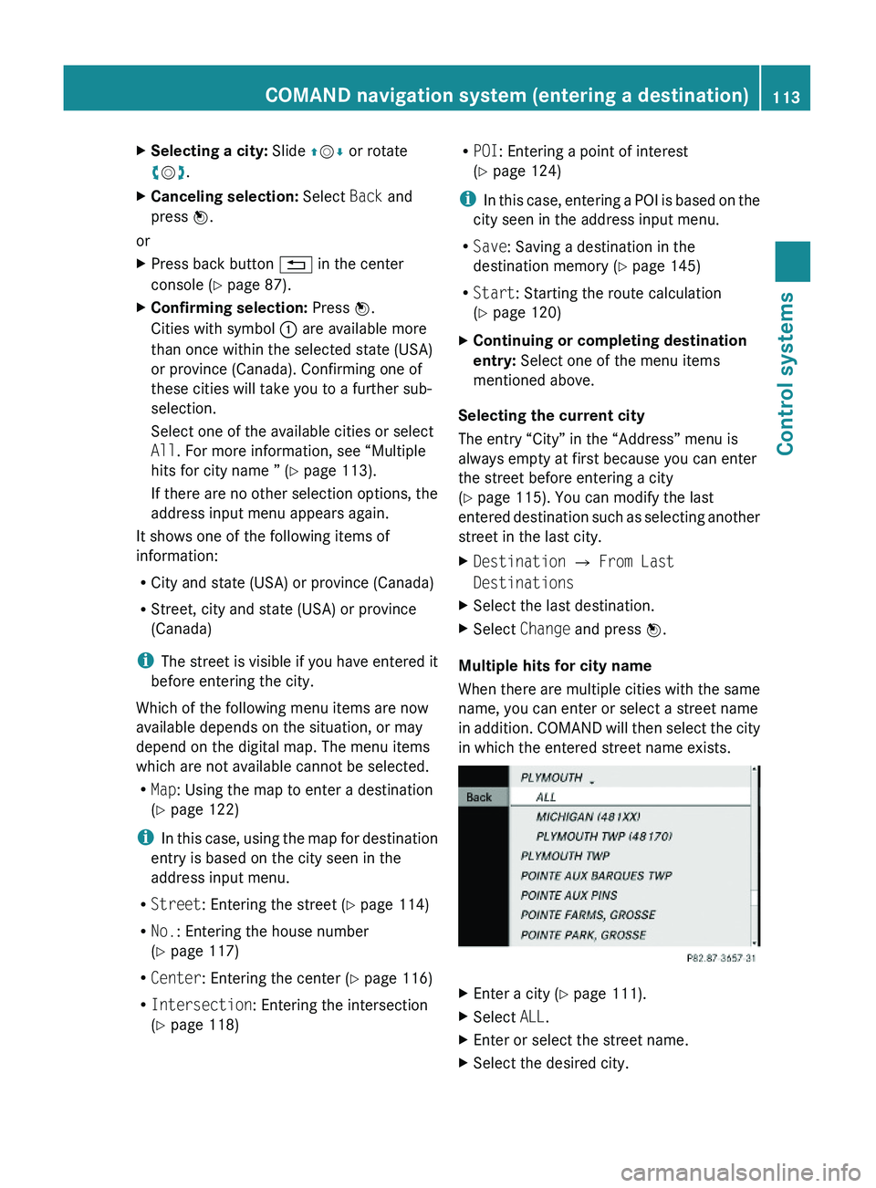 MERCEDES-BENZ S CLASS 2010  Owners Manual XSelecting a city: Slide \000