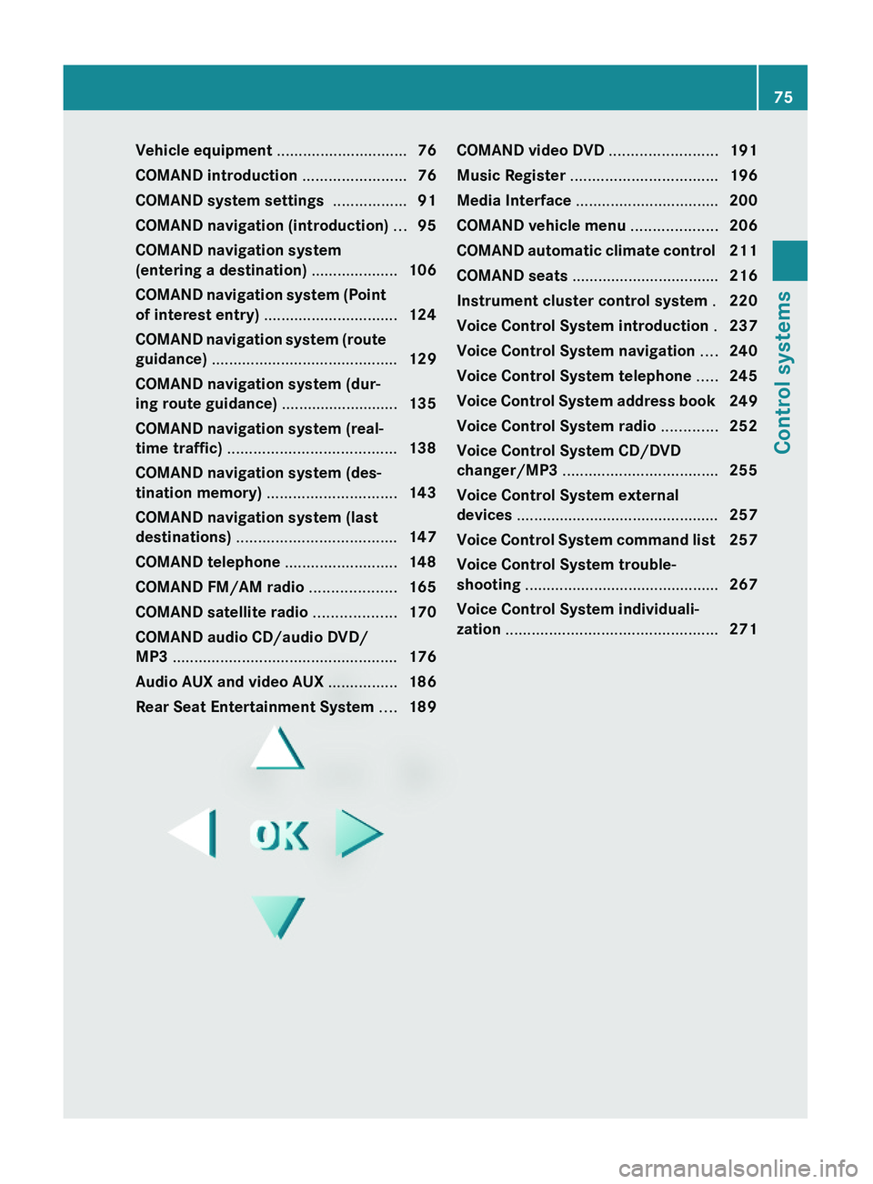 MERCEDES-BENZ S CLASS 2010 Manual PDF Vehicle equipment ..............................76
COMAND introduction ........................76
COMAND system settings .................91
COMAND navigation (introduction) ...95
COMAND navigation s MERCEDES-BENZ S CLASS 2010 Manual PDF Vehicle equipment ..............................76
COMAND introduction ........................76
COMAND system settings .................91
COMAND navigation (introduction) ...95
COMAND navigation s