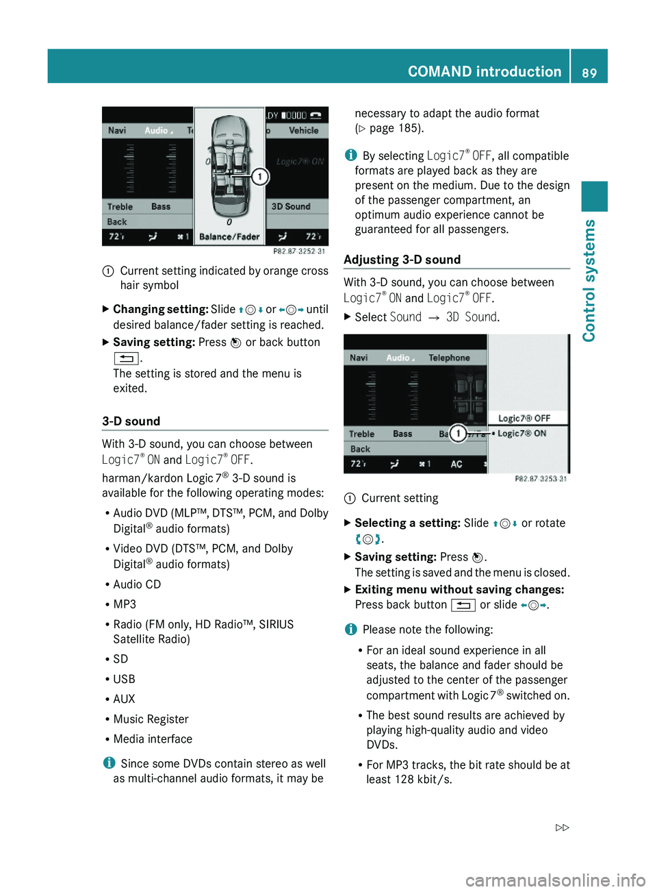 MERCEDES-BENZ S CLASS 2010 Owners Manual \000FCurrent setting indicated by orange cross
hair symbol
XChanging setting: Slide \000 MERCEDES-BENZ S CLASS 2010 Owners Manual \000FCurrent setting indicated by orange cross
hair symbol
XChanging setting: Slide \000