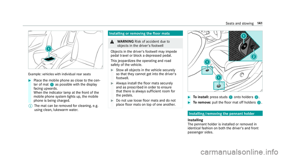 MERCEDES-BENZ S CLASS 2018  Owners Manual Example: ve hicles with individual re ar seats�
