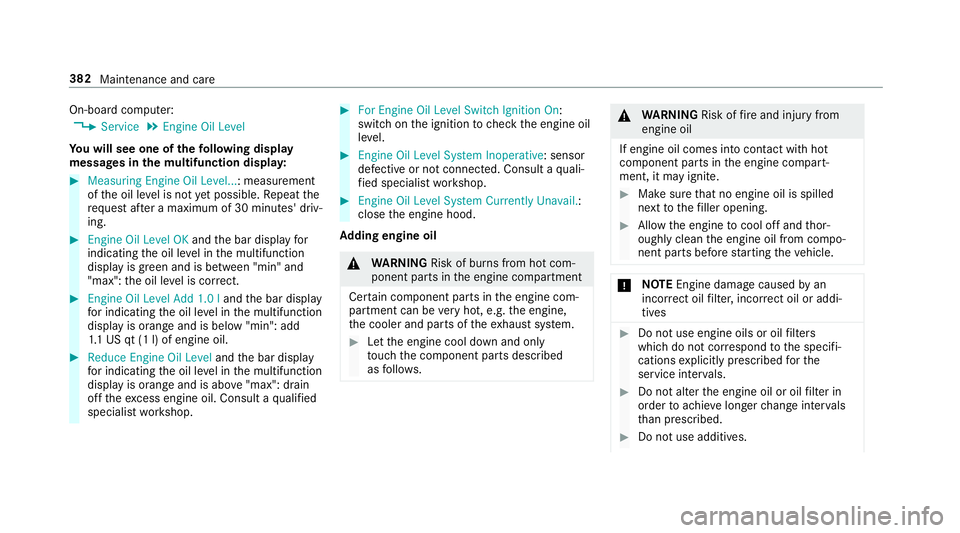 MERCEDES-BENZ S CLASS 2018  Owners Manual On-board computer: �
