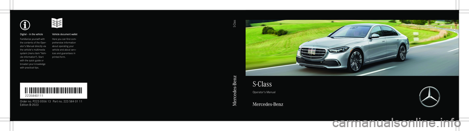 MERCEDES-BENZ S CLASS 2023  Owners Manual �D�i�g�i�t�a�l�