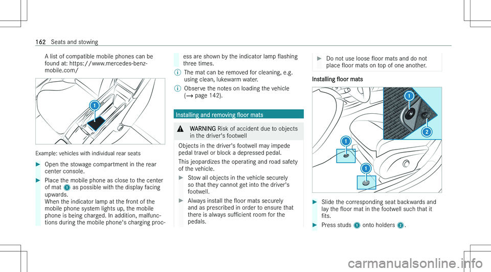 MERCEDES-BENZ S CLASS 2023  Owners Manual �A� �l�i�s�t� �o�f� �c�o�m�p�a�t�i�b�l�e� �m�o�b�i�l�e� �p�h�o�n�e�s� �c�a�n� �b�e
�f�o�u�n�d� �a�t�:� �h�t�t�p�s�:�/�/�w�w�w�.�m�e�r�c�e�d�e�s�-�b�e�n�z�-
�m�o�b�i�l�e�.�c�o�m�/
�E�x�a�m�p�l�e�:� �v�