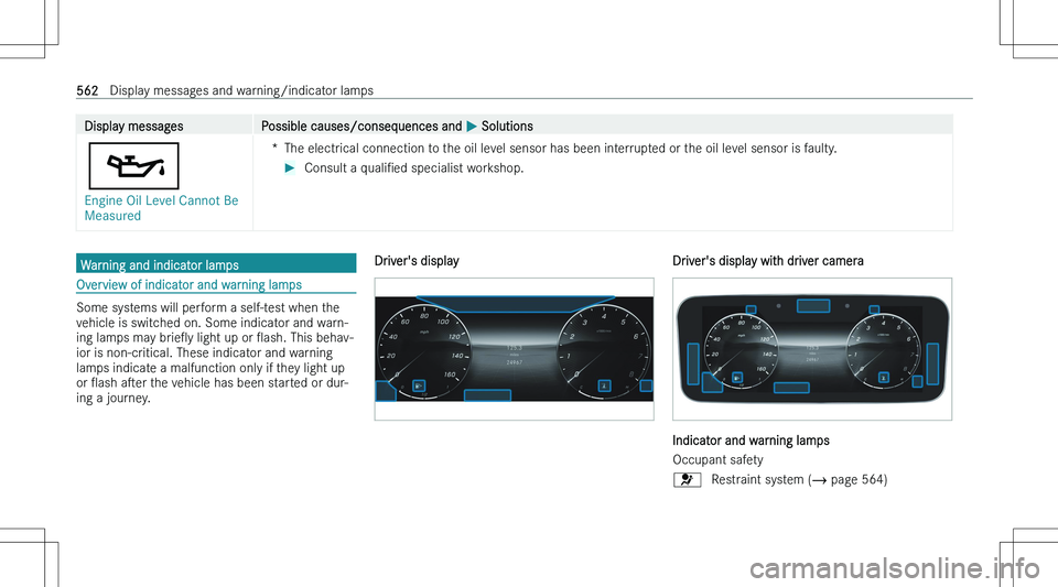MERCEDES-BENZ S CLASS 2023  Owners Manual �D�i�s�p�l�a�y� �m�e�s�s�a�g�e�s�P�o�s�s�i�b�l�e� �c�a�u�s�e�s�/�c�o�n�s�e�q�u�e�n�c�e�s� �a�n�d� �P� �S�o�l�u�t�i�o�n�s
�