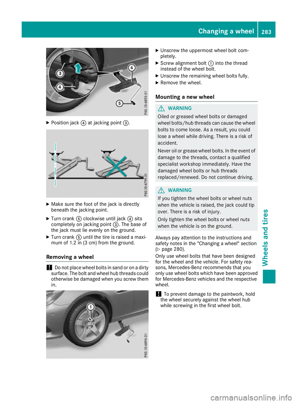 MERCEDES-BENZ SL CLASS 2018  Owners Manual X
Position jack �