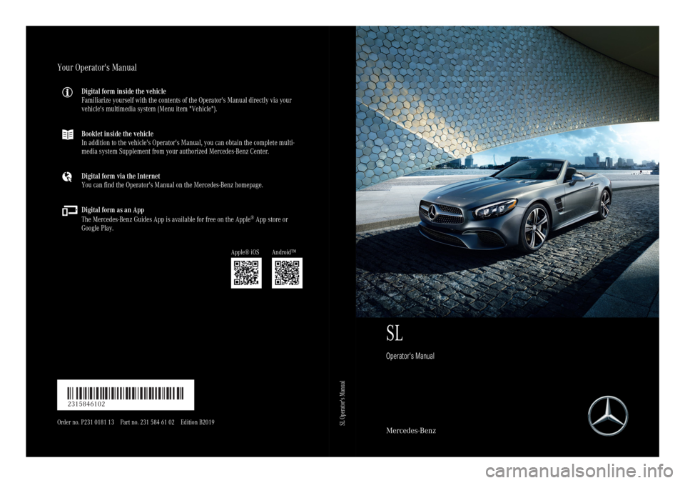 MERCEDES-BENZ SL CLASS 2019  Owners Manual 