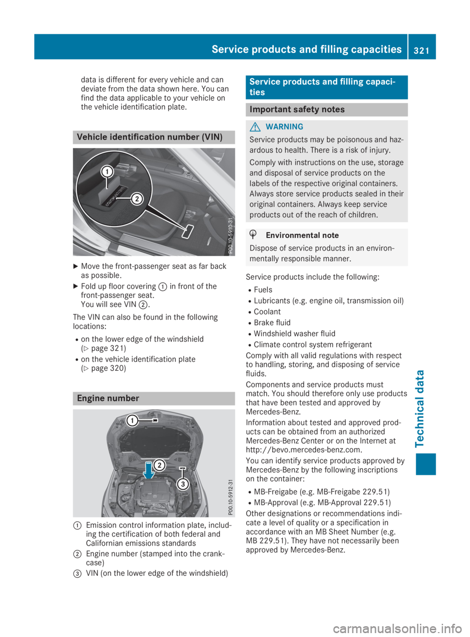 MERCEDES-BENZ SL CLASS 2019 Owners Manual data is different for every vehicle and candeviate from the data shown here. You canfind the data applicable to your vehicle onthe vehicle identification plate.
Vehicle identification number (VIN)
XMo MERCEDES-BENZ SL CLASS 2019 Owners Manual data is different for every vehicle and candeviate from the data shown here. You canfind the data applicable to your vehicle onthe vehicle identification plate.
Vehicle identification number (VIN)
XMo